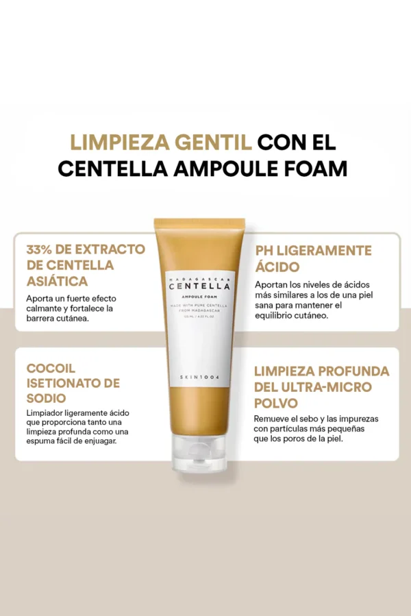 Limpiador Skin1004 – Madagascar Centella Ampoule Foam, Jabón Limpiador Calmante. - Imagen 4